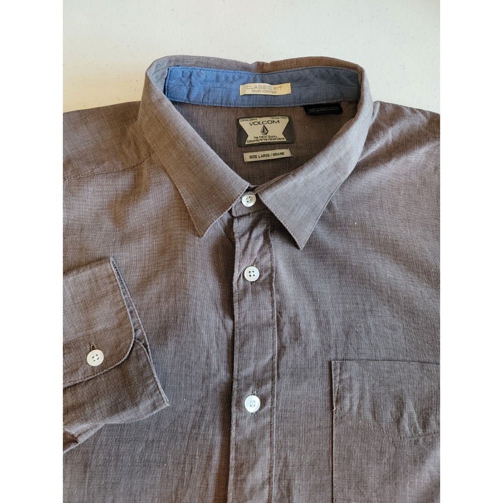 Volcom Classic Fit‎ Shirt Mens L Brown Geometric Long Sleeve Button Up